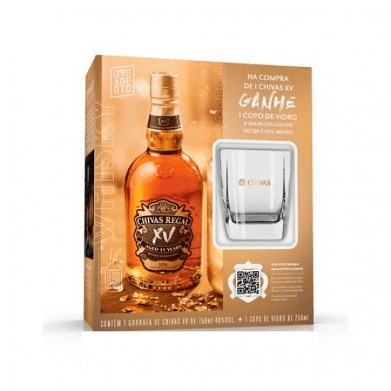 Kit Whisky Chivas 15 + Copo